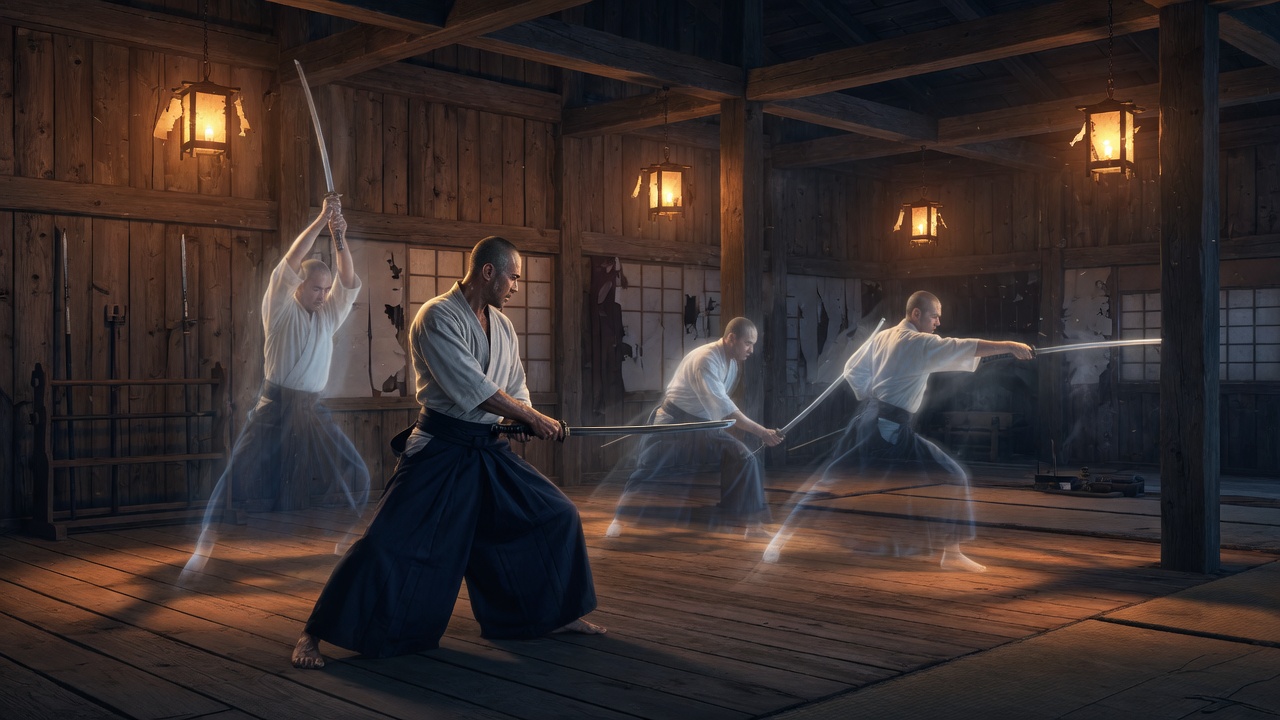 Редакционная иллюстрация тренировочного додзё для изучения систем Nioh 3
